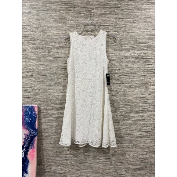 Guess Womens White Sleeveless Lace Dress With Back Button Detail - Size S - Picture 1 of 7